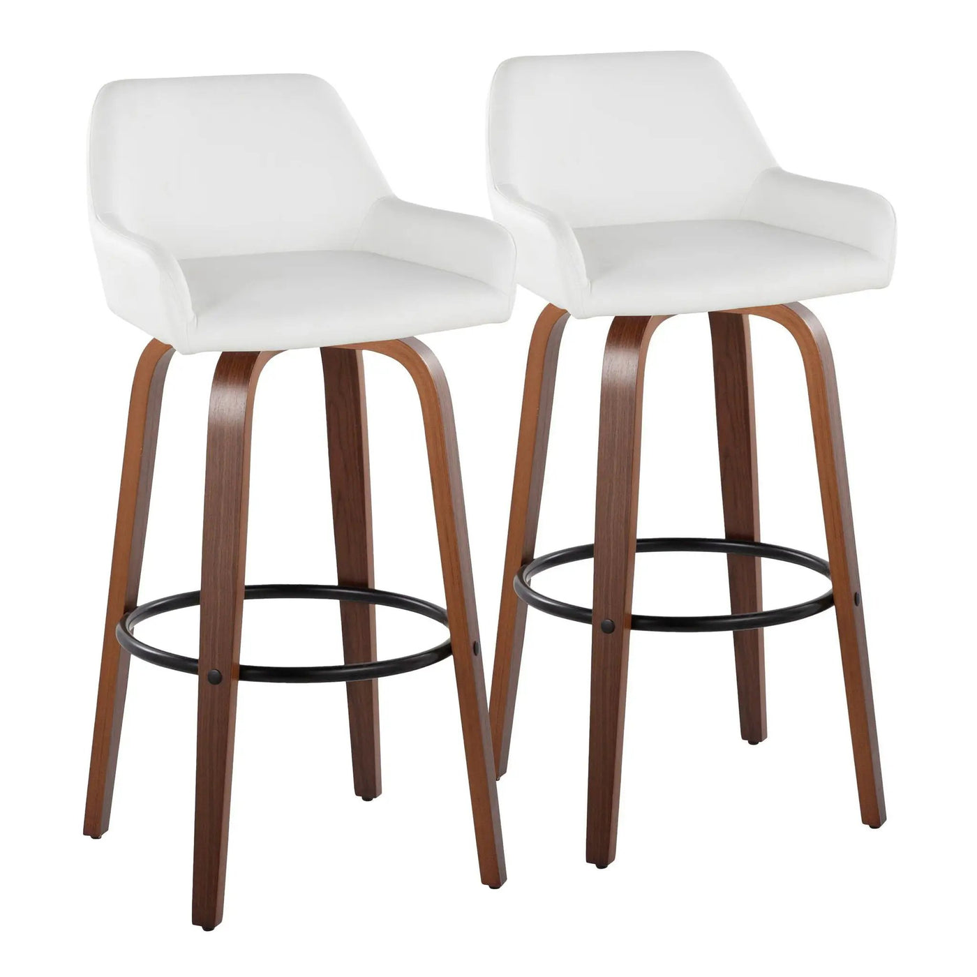 Daniella - Contemporary Fixed Height, Barstool & Swivel And Round Footrest (Set of 2) by HouseOfZazla