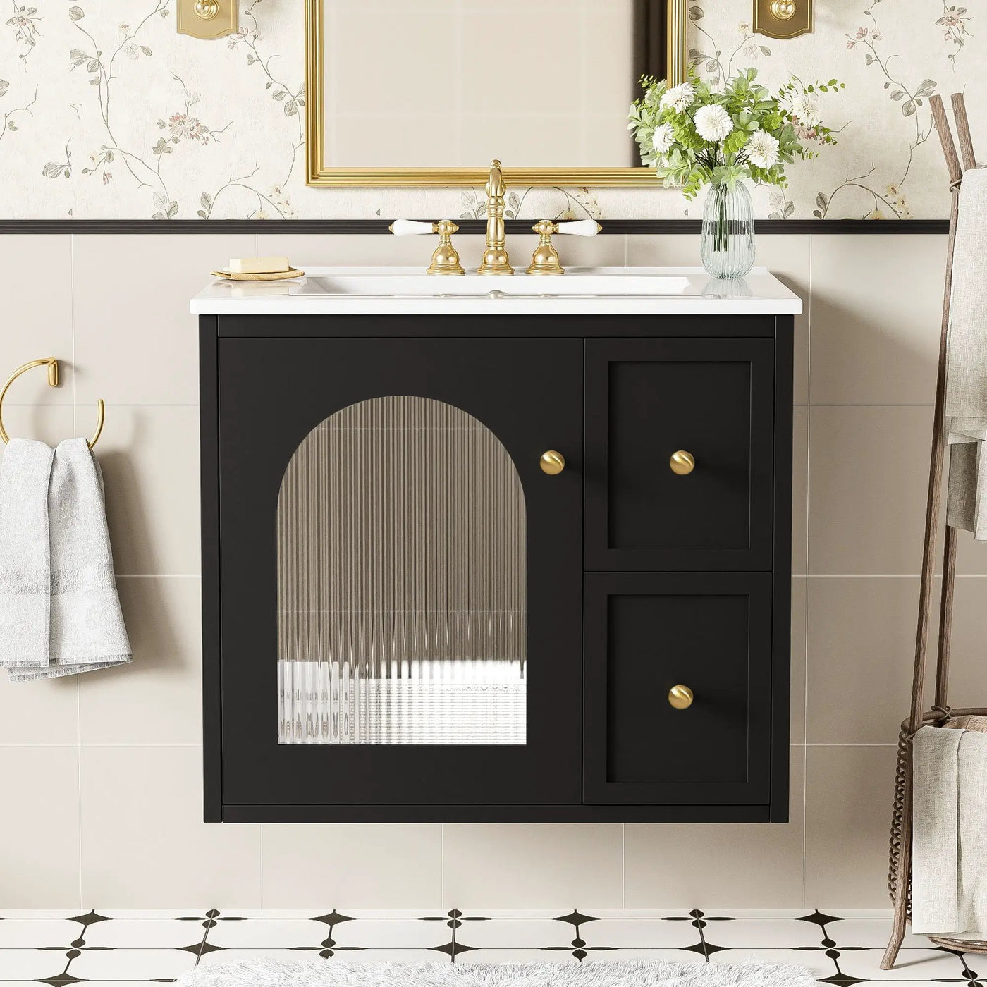 Wall-Mounted Bathroom Vanity Set With Sink, 2 Drawers And Soft-Close Door by HouseOfZazla