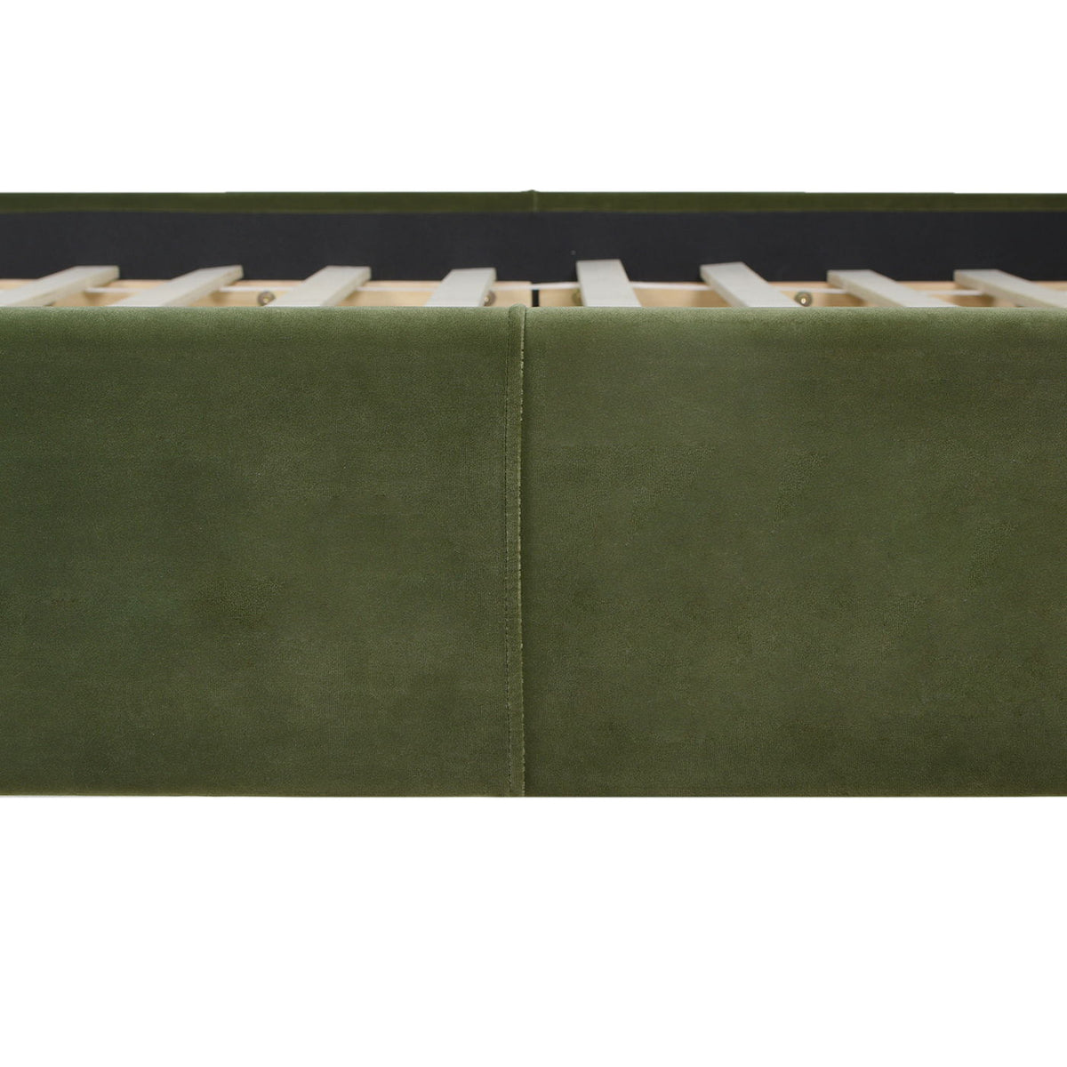 Modern Wavy Headboard Platform Bed with Upholstered Frame - White or Dark Green, photo 5 of 30