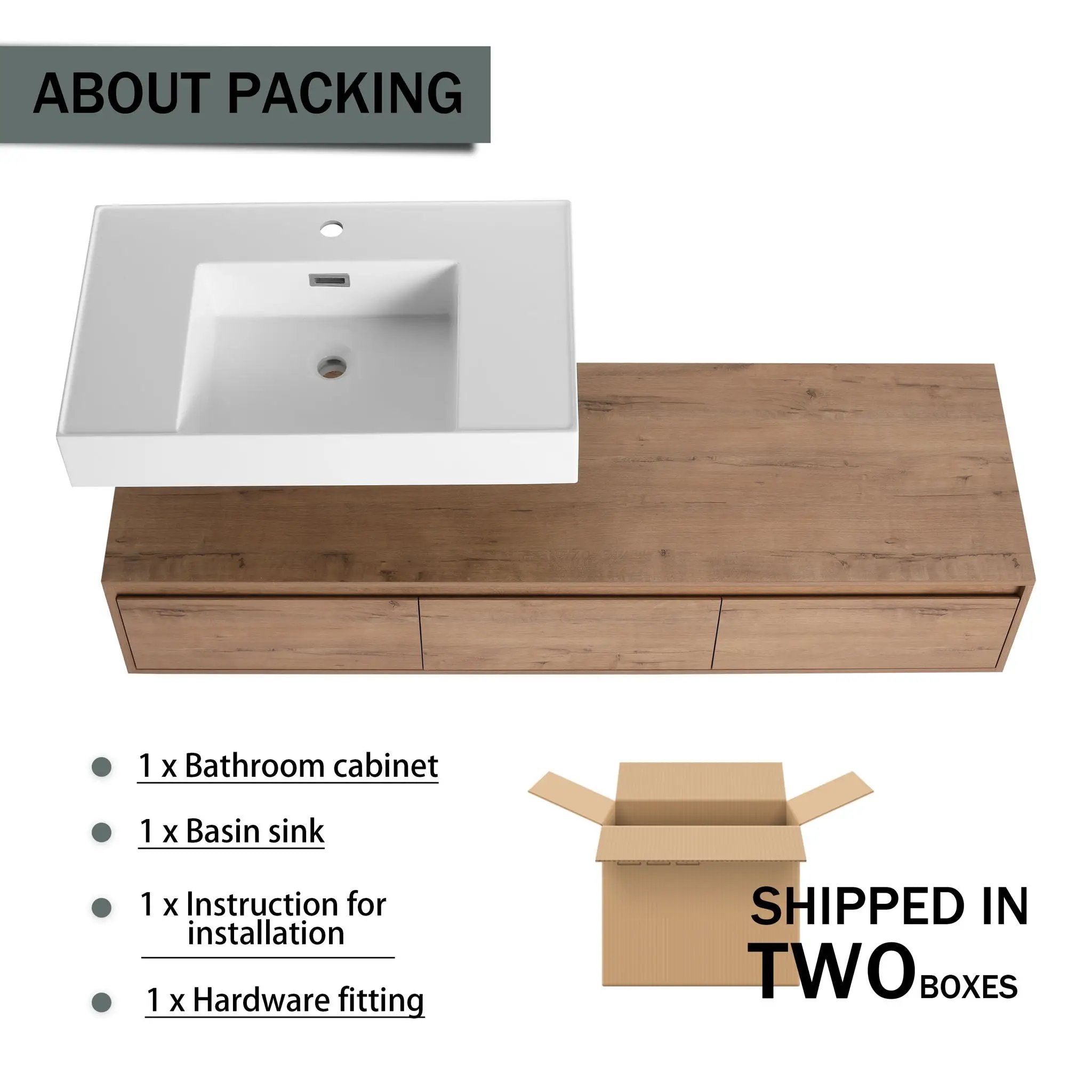 Modern Wall Mounted Bathroom Vanity With Resin Sink And Soft Close Drawer by HouseOfZazla
