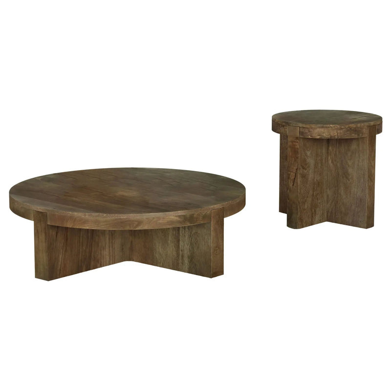 Kinkaid 2-piece Solid Wood Coffee and End Table Set Brown by Unique Piece Furniture