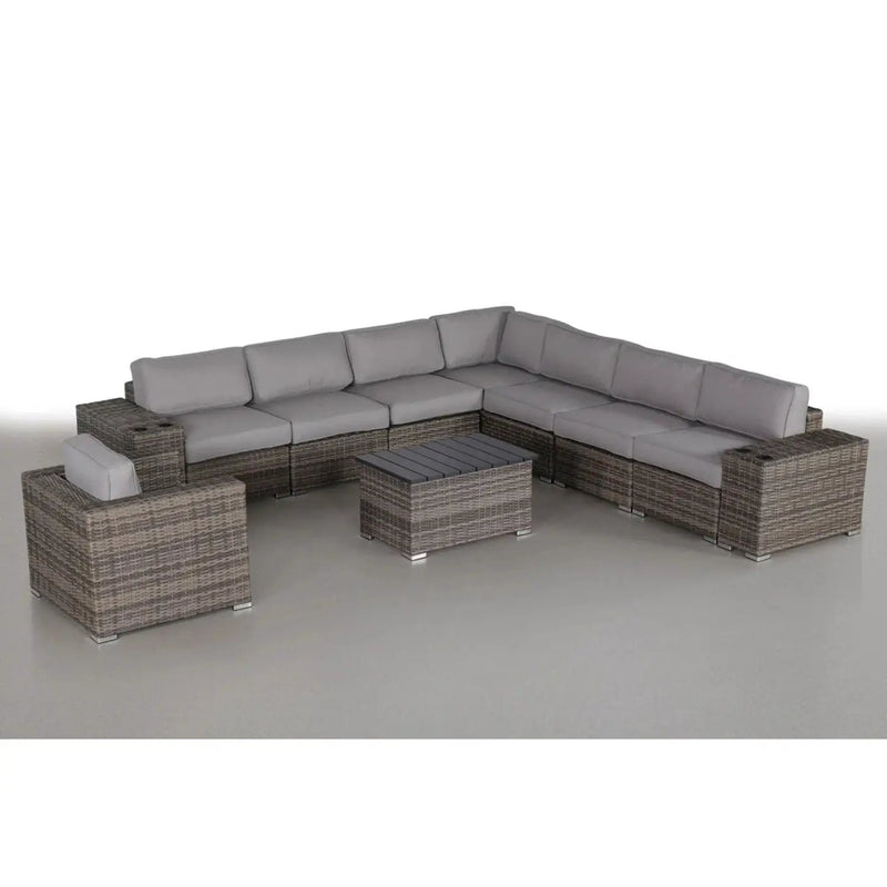 Modern Patio Rattan Sectional Set With Cushions by HouseOfZazla