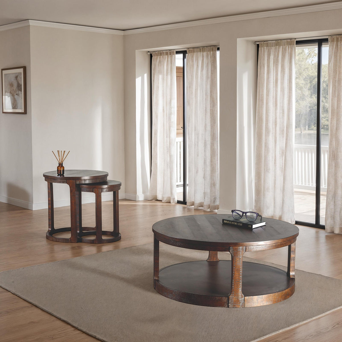 Transitional Espresso Coffee Table with Open Storage - Engineered Pine, photo 8 of 8