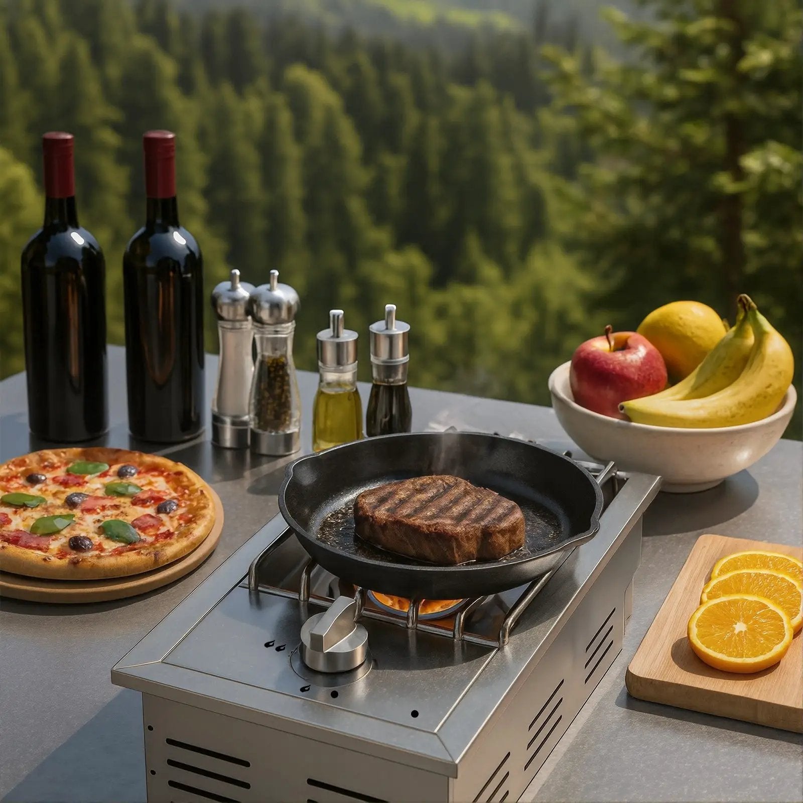 Single Grilling Side Burner, 15,000BTU Liquid Propane by HouseOfZazla