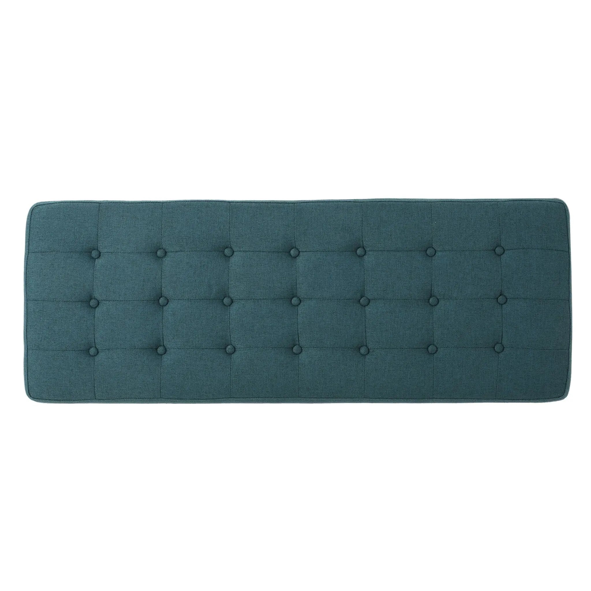 Vibratory Button Tufted Upholstered Ottoman with Splayed Wooden Legs by HouseOfZazla