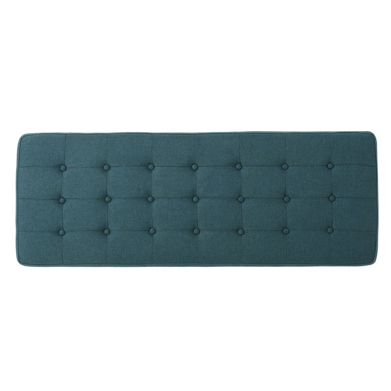 Vibratory Button Tufted Upholstered Ottoman with Splayed Wooden Legs by HouseOfZazla