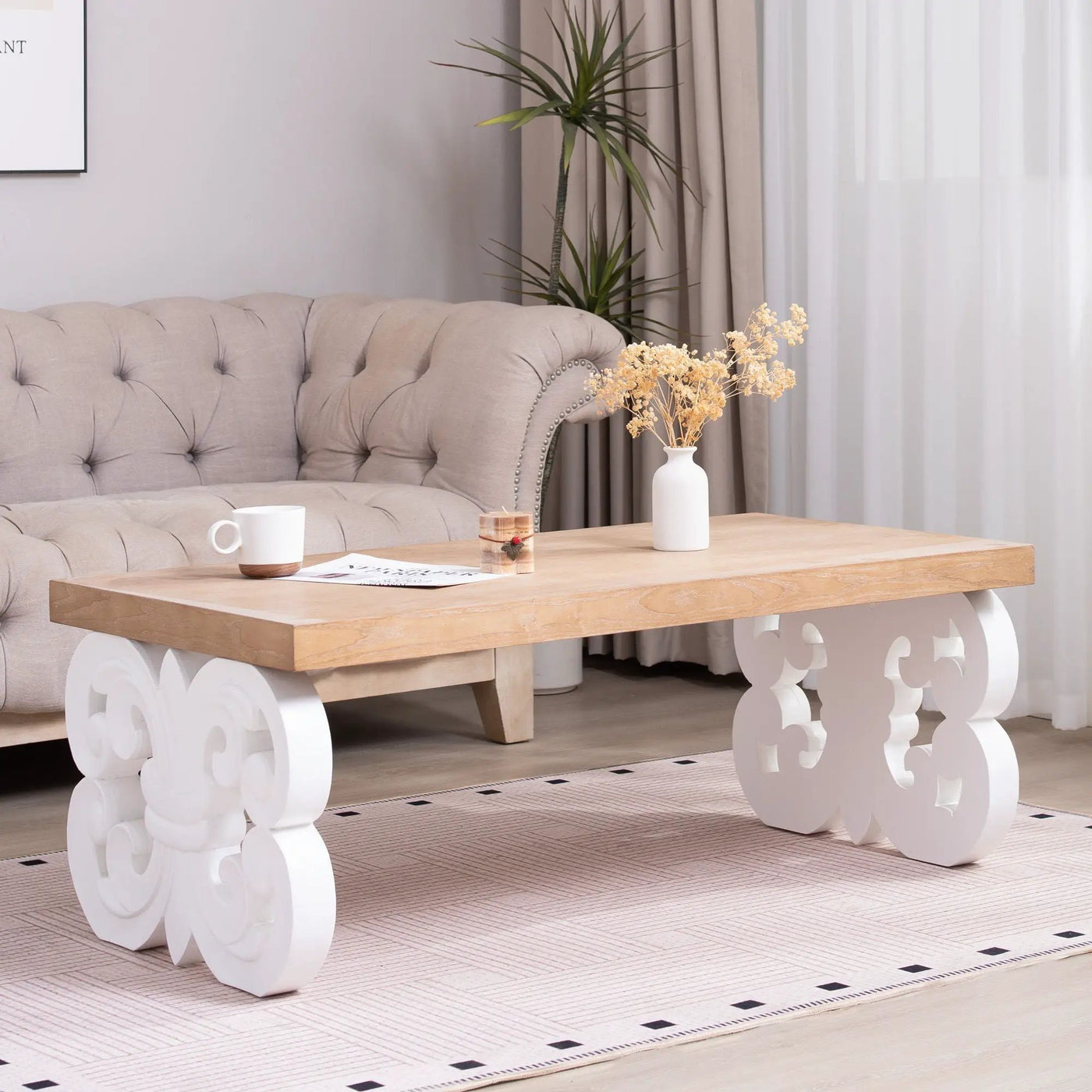 Ornate Scroll Base Coffee Table by HouseOfZazla