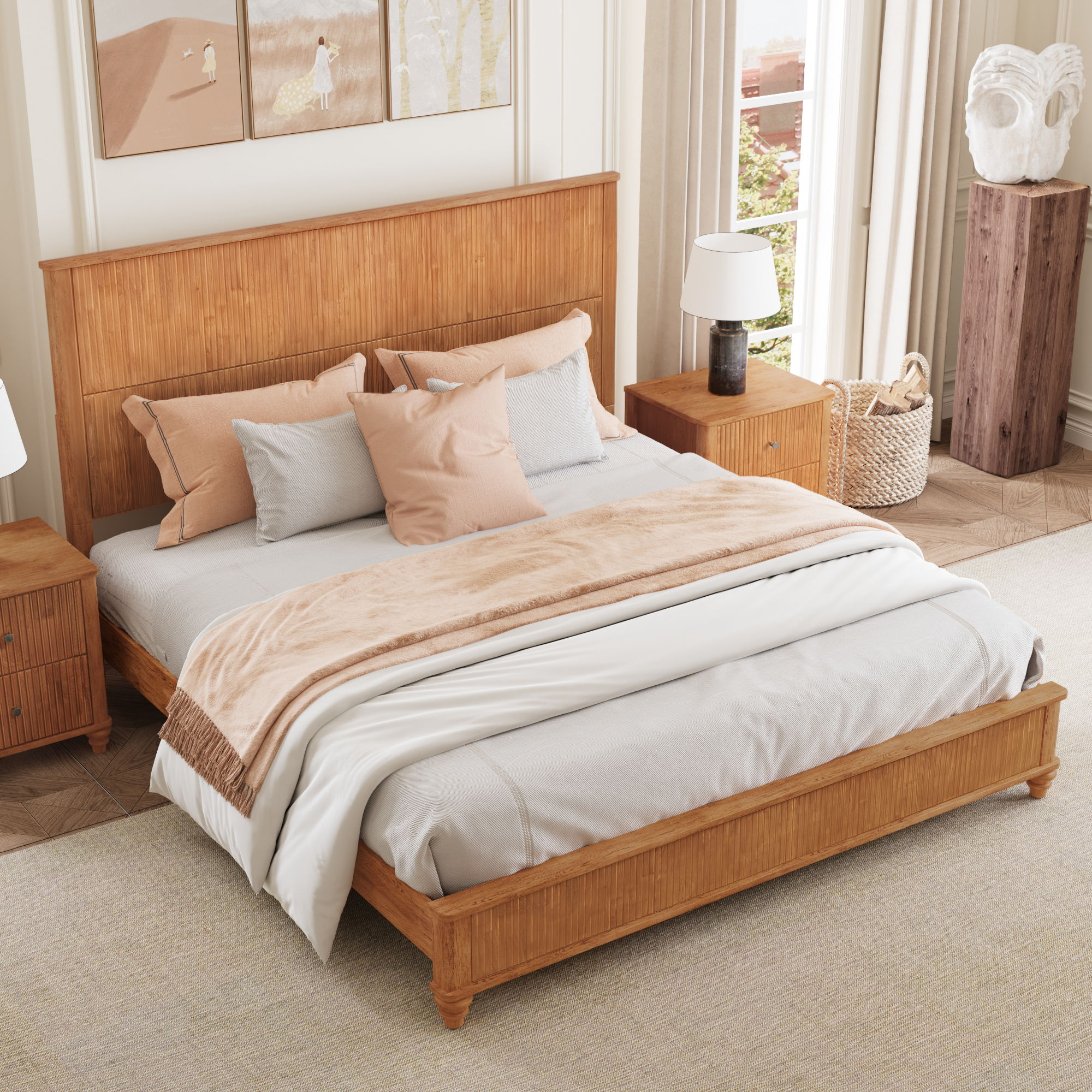 Platform Bed Frame & Tall Headboard by HouseOfZazla