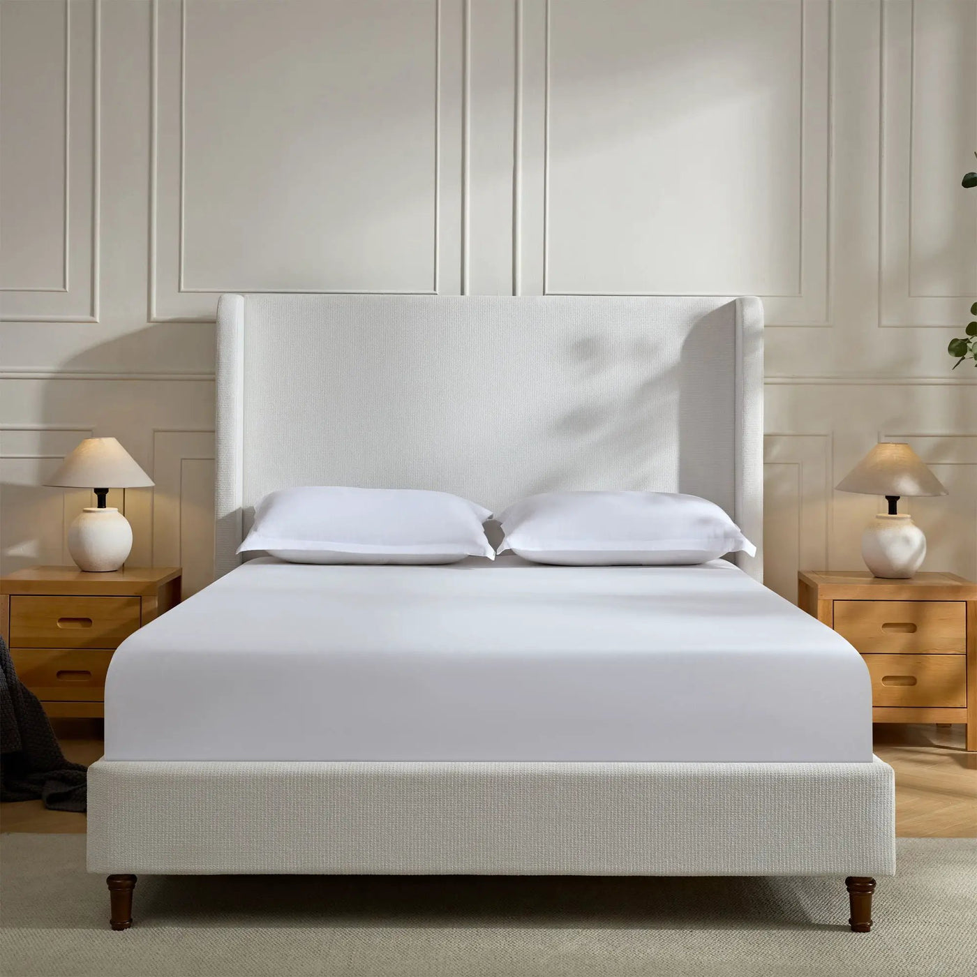Harper - Tall Headboard Upholstered Bed / High Headboard / Elegant Simplicity / No Box Spring Needed by HouseOfZazla