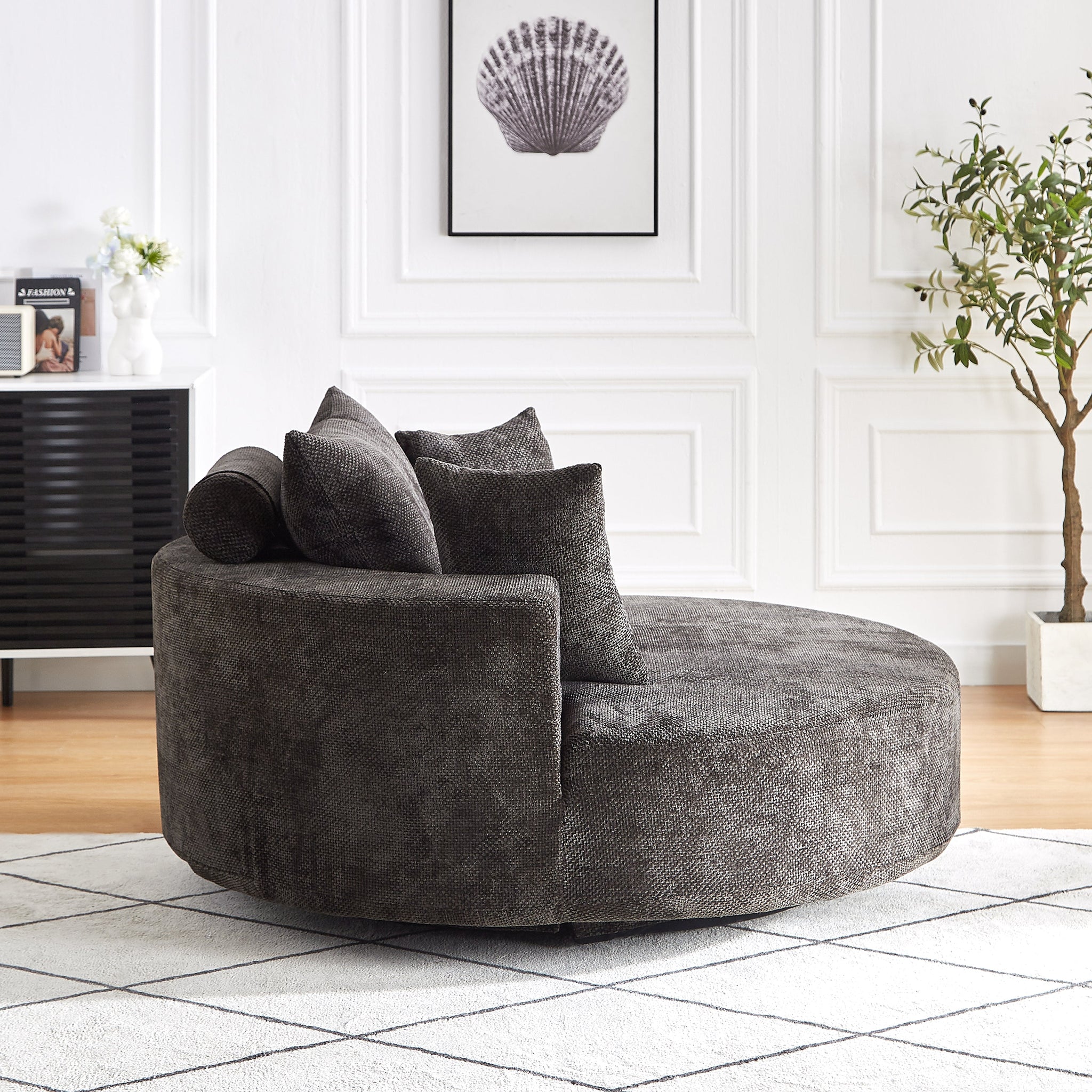 55'' Chenille Foam Single Swivel Chair by HouseOfZazla