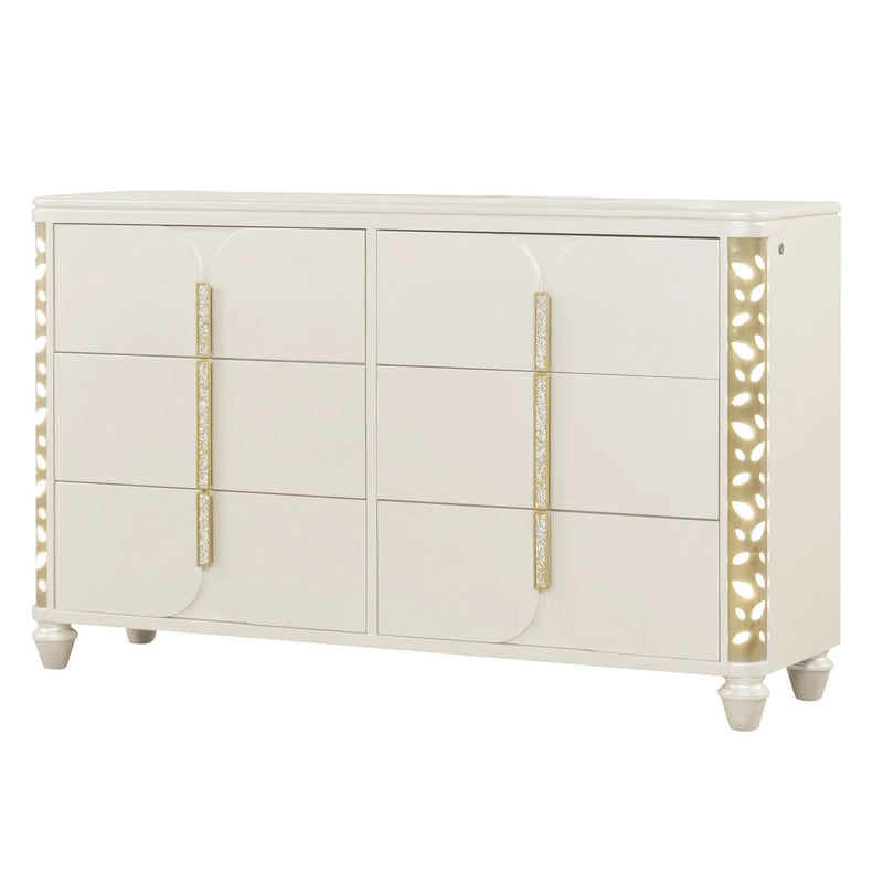 Cinderella - Dresser With LED Accents And 6 Storage Drawers (Mirror Not Included) - Beige by HouseOfZazla