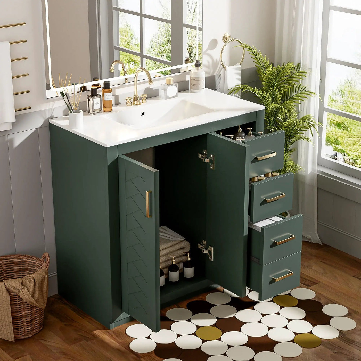 Bathroom Vanity With Sink Combo, Storage Cabinet, Freestanding Set With 3 Drawers & Soft Closing Doors by Unique Piece Furniture