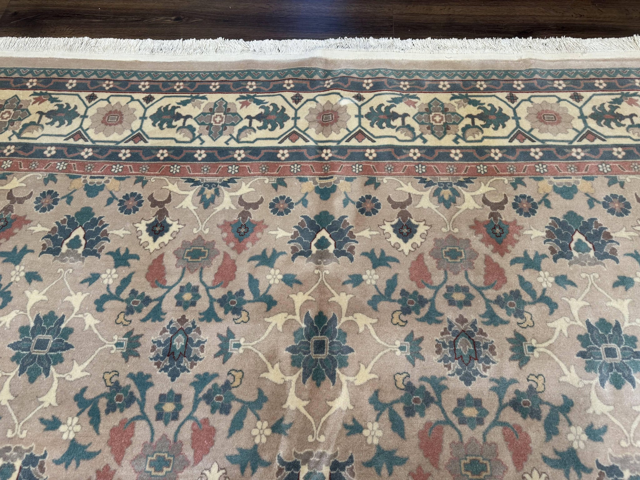 Palace Size Wool Rug 10x18, Sino Persian Kerman Rug, Oversized Hand Knotted Carpet, Light Taupe, Allover Pattern by Jewel Rugs