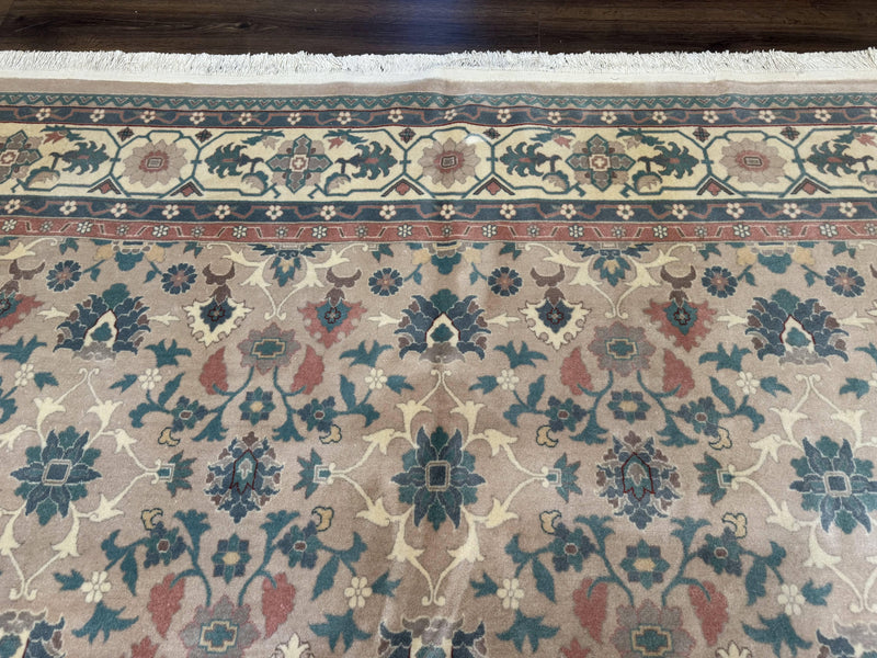Palace Size Wool Rug 10x18, Sino Persian Kerman Rug, Oversized Hand Knotted Carpet, Light Taupe, Allover Pattern by Jewel Rugs