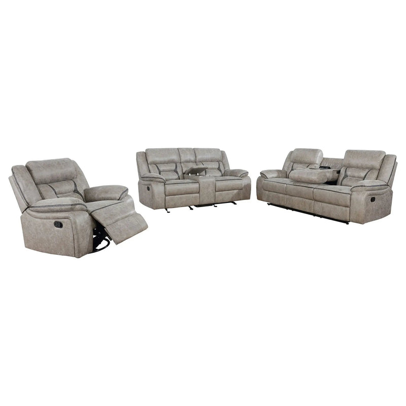 Greer 3-piece Upholstered Reclining Sofa Set Taupe by Unique Piece Furniture