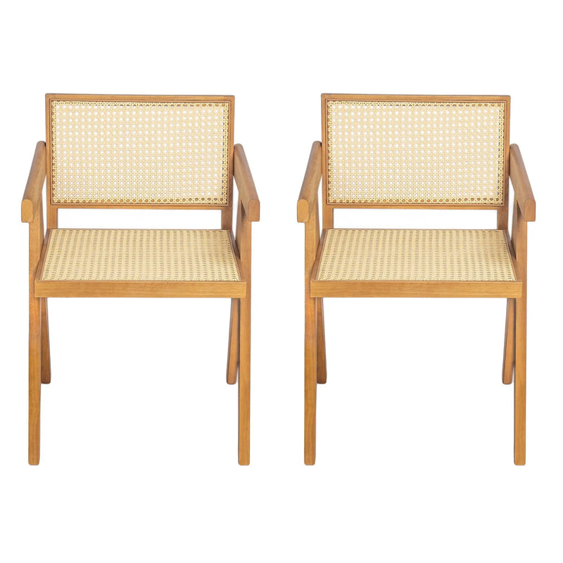Chandigarh Arm Dining Chair With Natural Cane Design (Set of 2) by HouseOfZazla