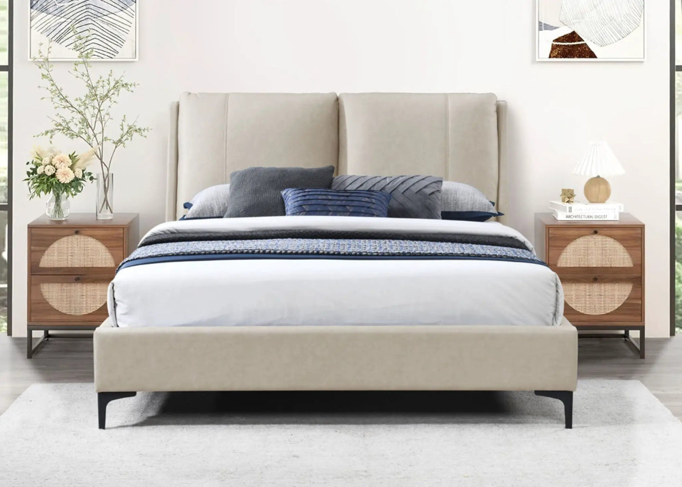 Fully Upholstered Bed by Unique Piece Furniture