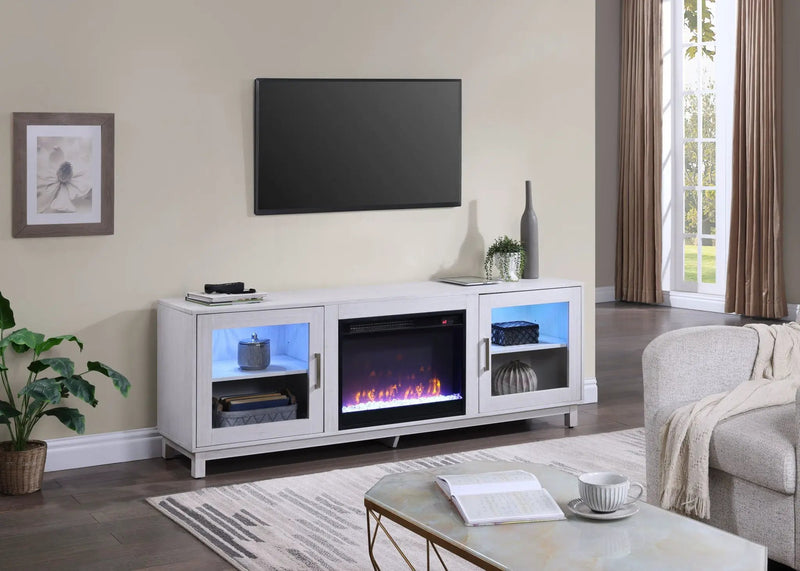 Summit - TV Stand Console With Fireplace - White Walnut Finish by Unique Piece Furniture