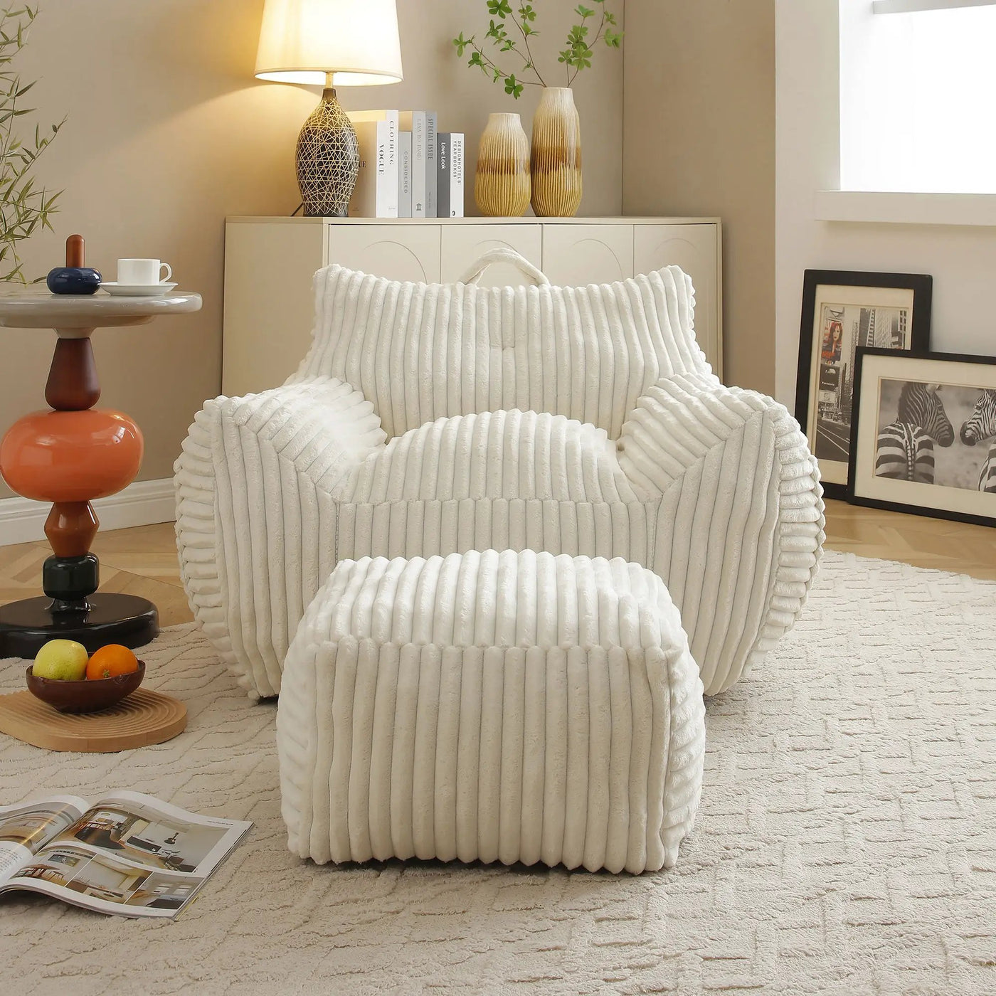 Giant Bean Bag Chair With Armrests And Footstool by HouseOfZazla