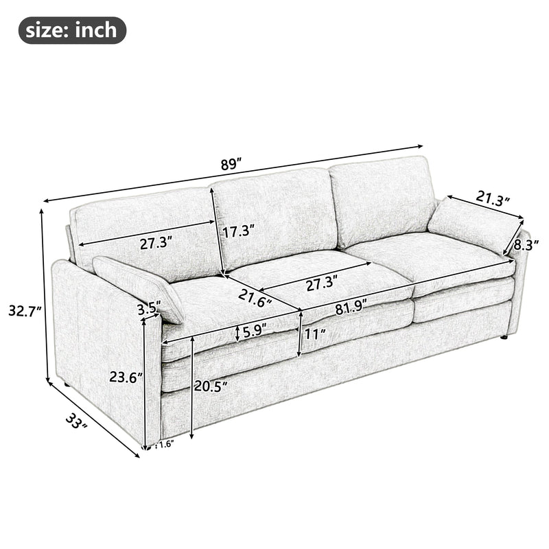 Cozy Upholstered Oversized 3-Seater Cloud Sofa by BLAKHOM