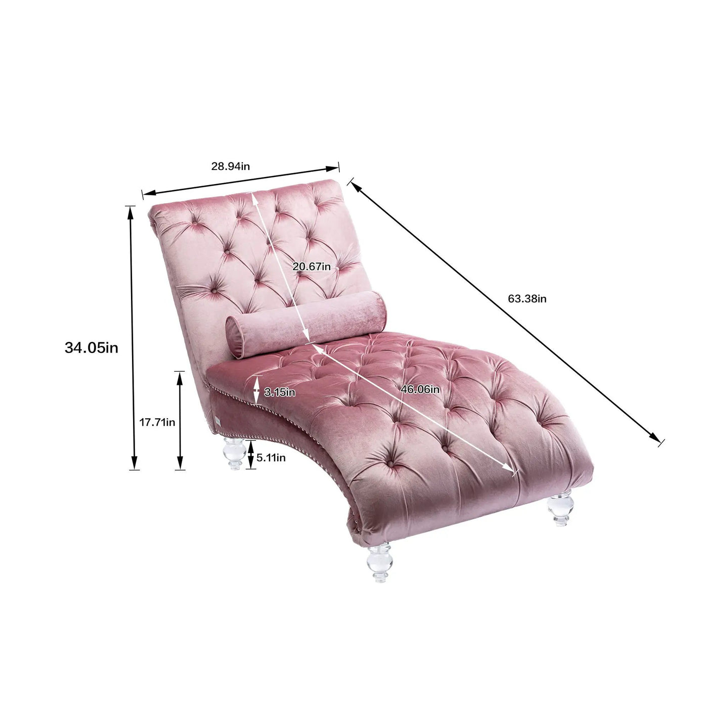 Chaise Lounge Indoor, Button Tufted Upholstered Chaise Lounge Chair With Pillow by HouseOfZazla