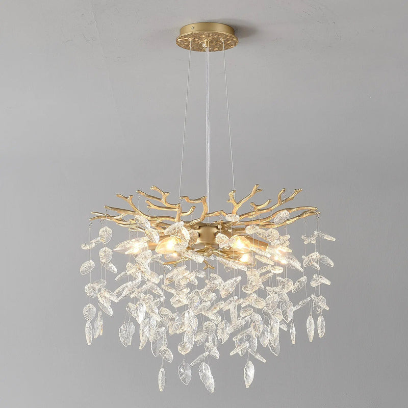 6-Light Chandelier Crystal Ceiling Lamp - Gold Finish by HouseOfZazla