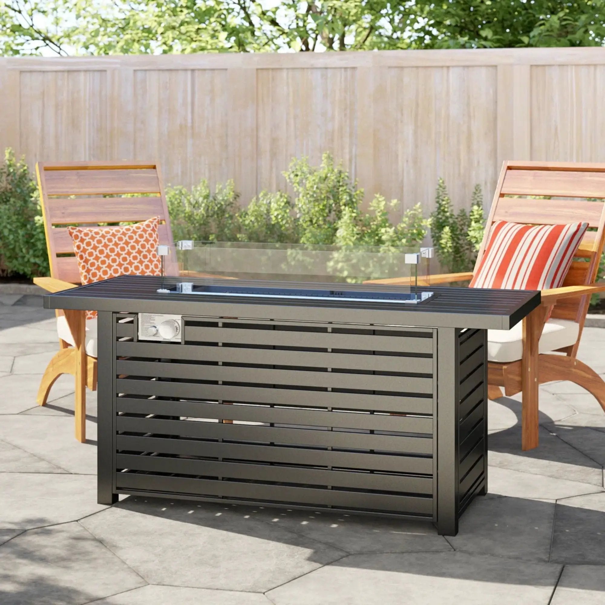 Propane Fire Pit Table With Cover - Black by Unique Piece Furniture