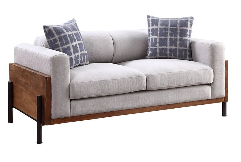 Pelton - Loveseat With 2 Pillows - Fabric & Walnut by Unique Piece Furniture