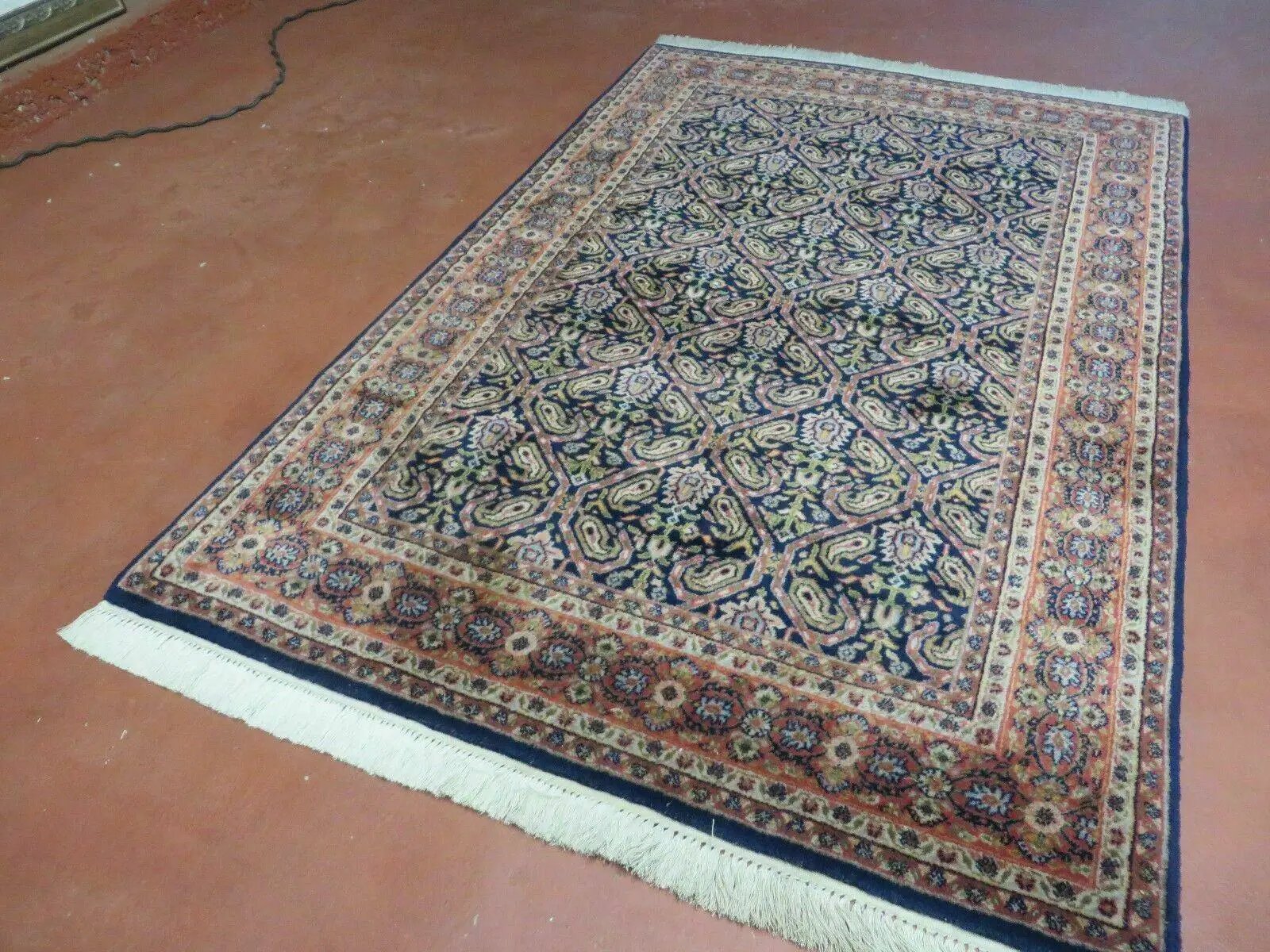4' X 6' Vintage Fine Handmade India Floral Oriental Wool Rug Carpet Blue Red by Jewel Rugs