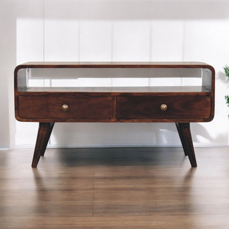 Solid Wood Curved Media Unit by HouseOfZazla