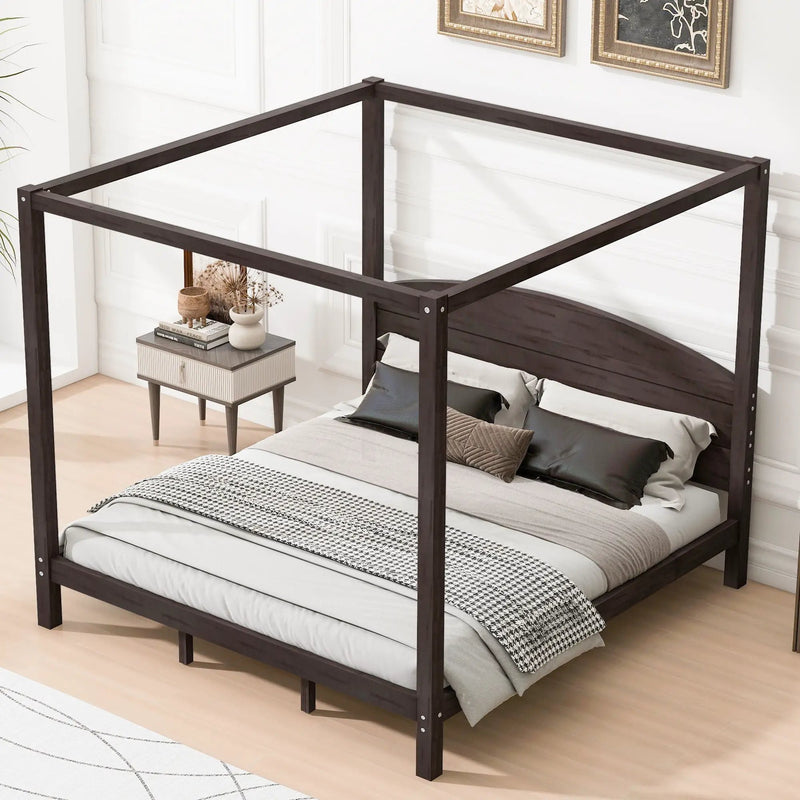 anopy Platform Bed With Headboard And Support Legs by HouseOfZazla