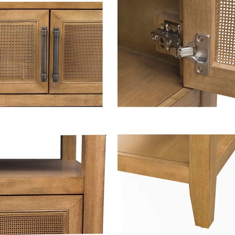 Naomi - 2 Door Storage Console Table With Ample Shelving - Natural by HouseOfZazla