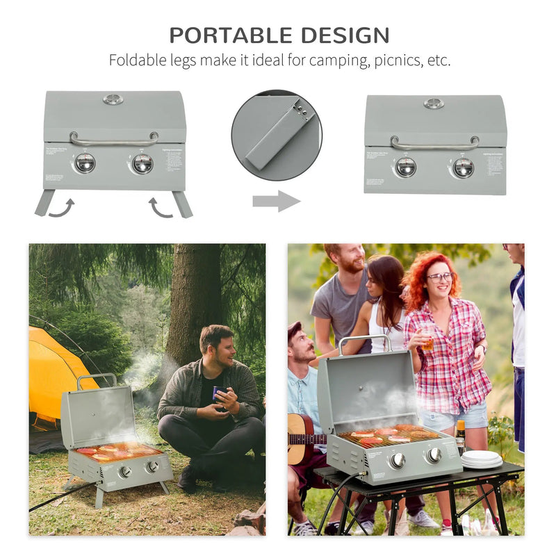 Outsunny 2 Burner Propane Gas Grill Outdoor Portable Tabletop BBQ by HouseOfZazla