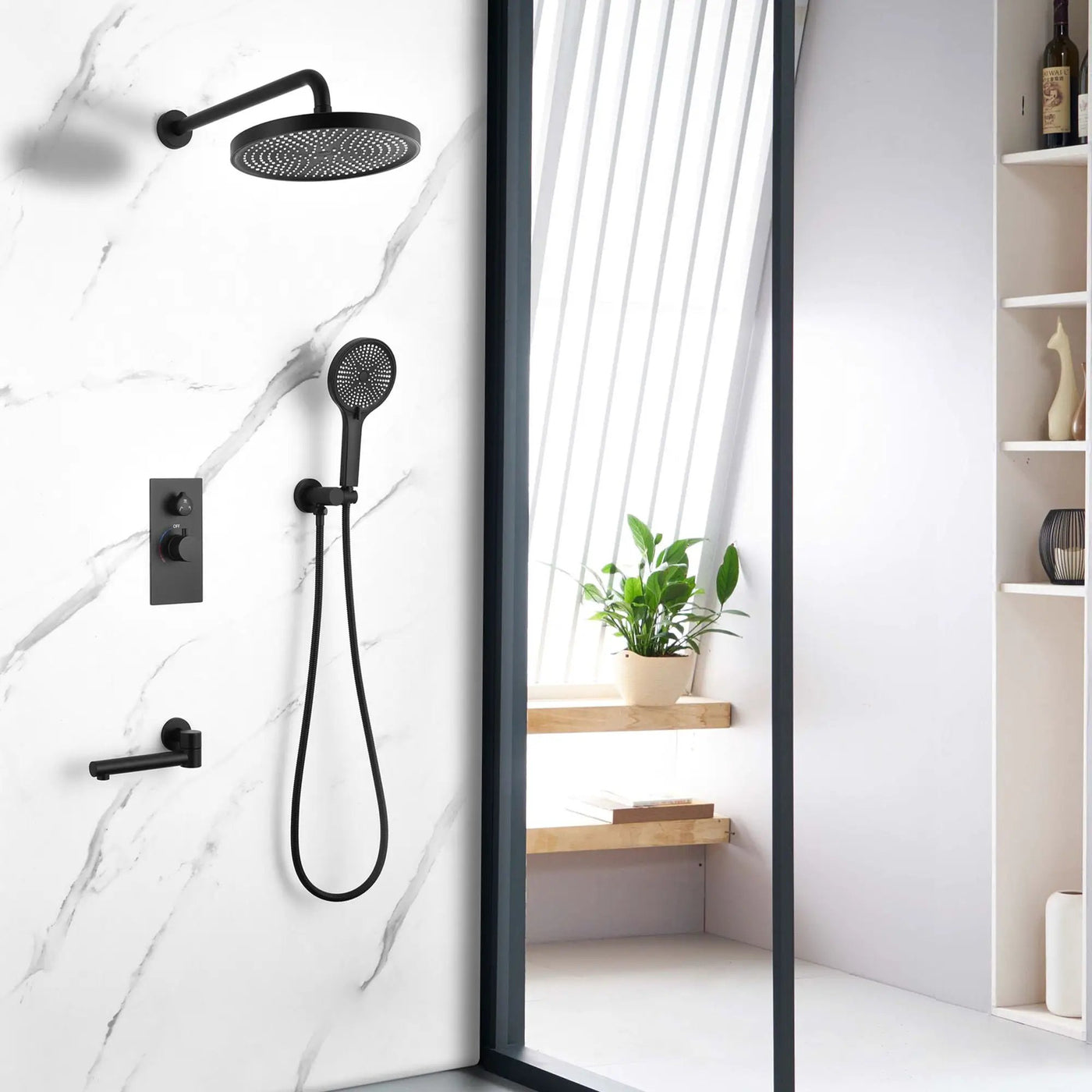 10" Shower System Set With Control Valve And Overhead Shower by HouseOfZazla