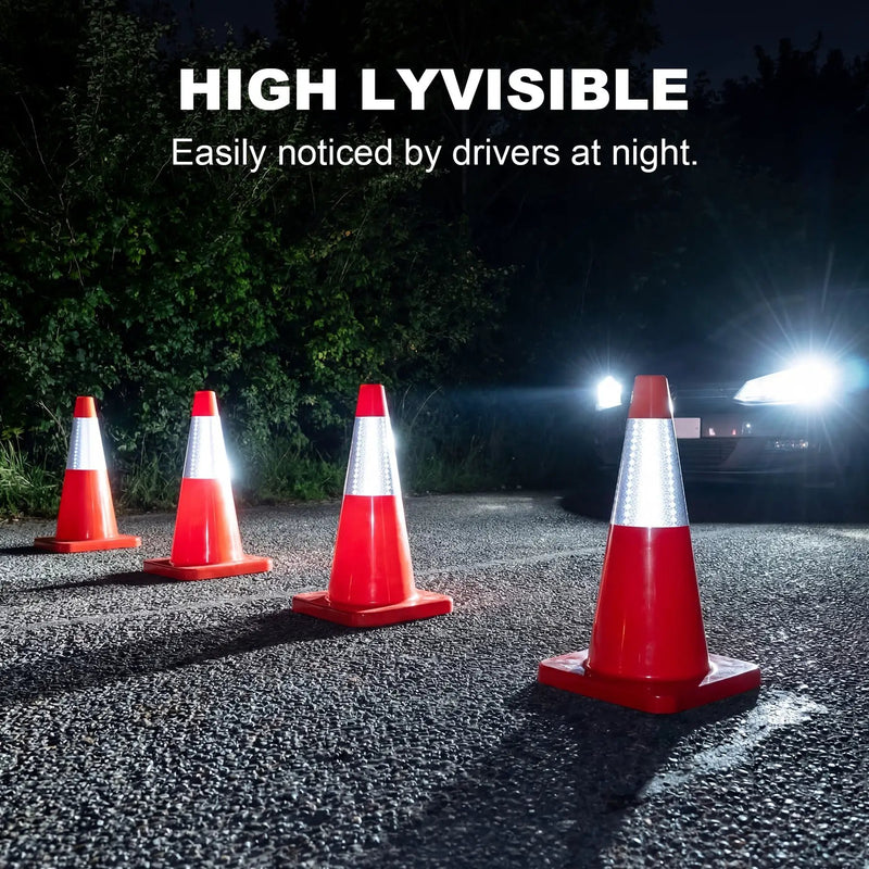 18-Inch Traffic Safety Cones, 2-Pack, PVC Road Cones with Reflective Collar by HouseOfZazla
