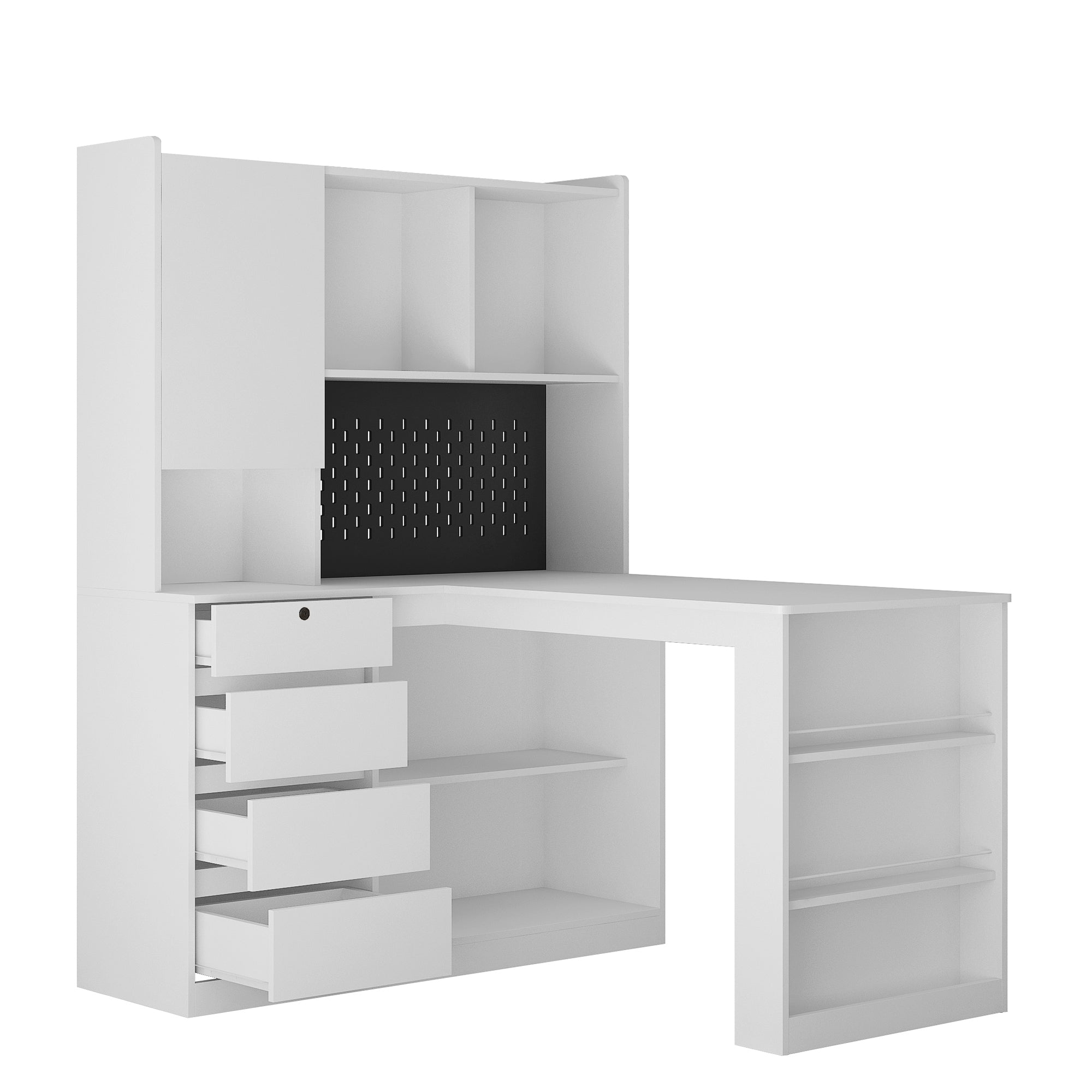L Shaped Desk with Charger and Drawers by HouseOfZazla