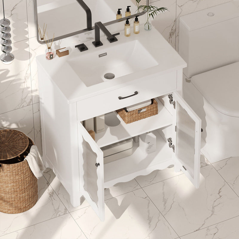 Modern Bathroom Vanity With Tempered Glass Doors by HouseOfZazla