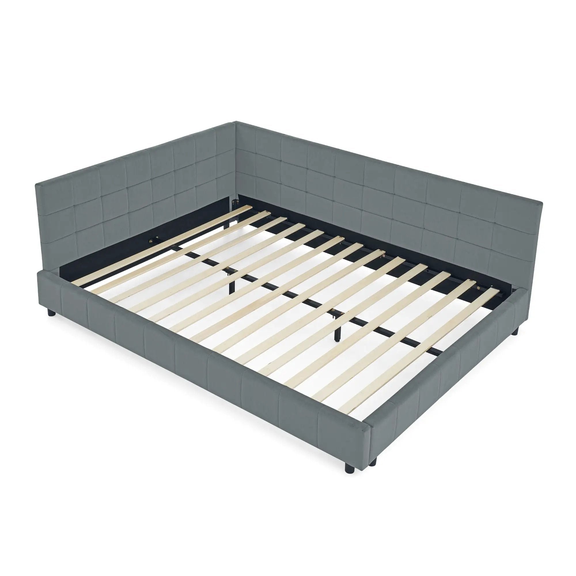 Mid-Century Storage Upholstered Tufted Bed Frame With Backrest And Armrests by Unique Piece Furniture