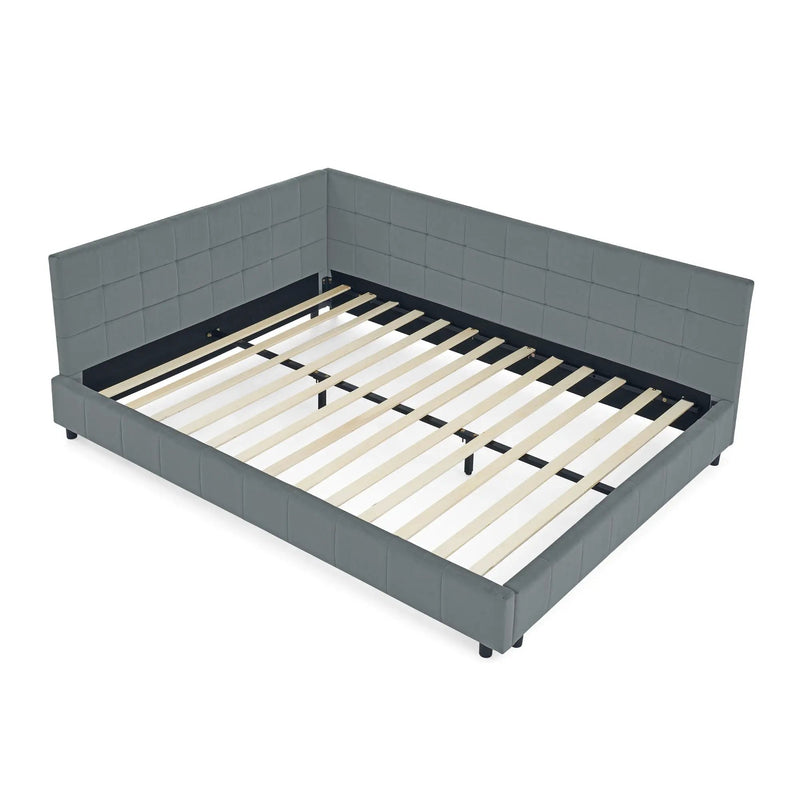 Mid-Century Storage Upholstered Tufted Bed Frame With Backrest And Armrests by Unique Piece Furniture