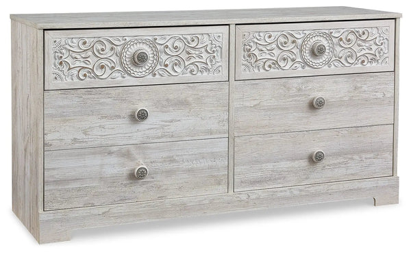 Paxberry - Commode à six tiroirs - Aspect vieilli - Blanc délavé