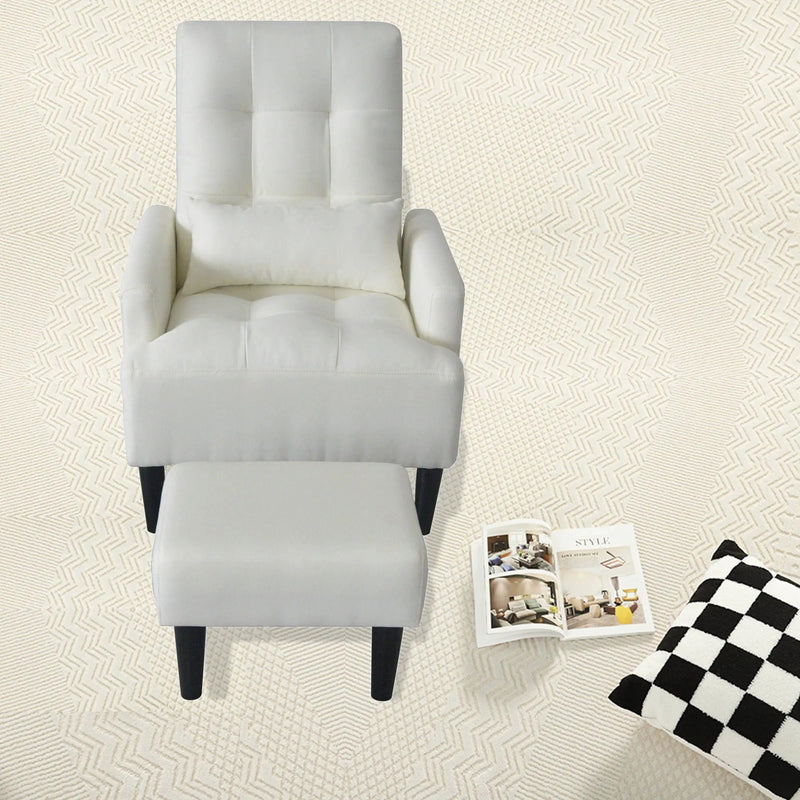 Living Room Sofa Single Chair And Ottoman, Modern Multi-Function Fabric Living Room Sofa Lounge Chair Bed And Stool. Soft Leisure Single Chair Adjustable Into 5 Angles With Sofa Bed by Unique Piece Furniture