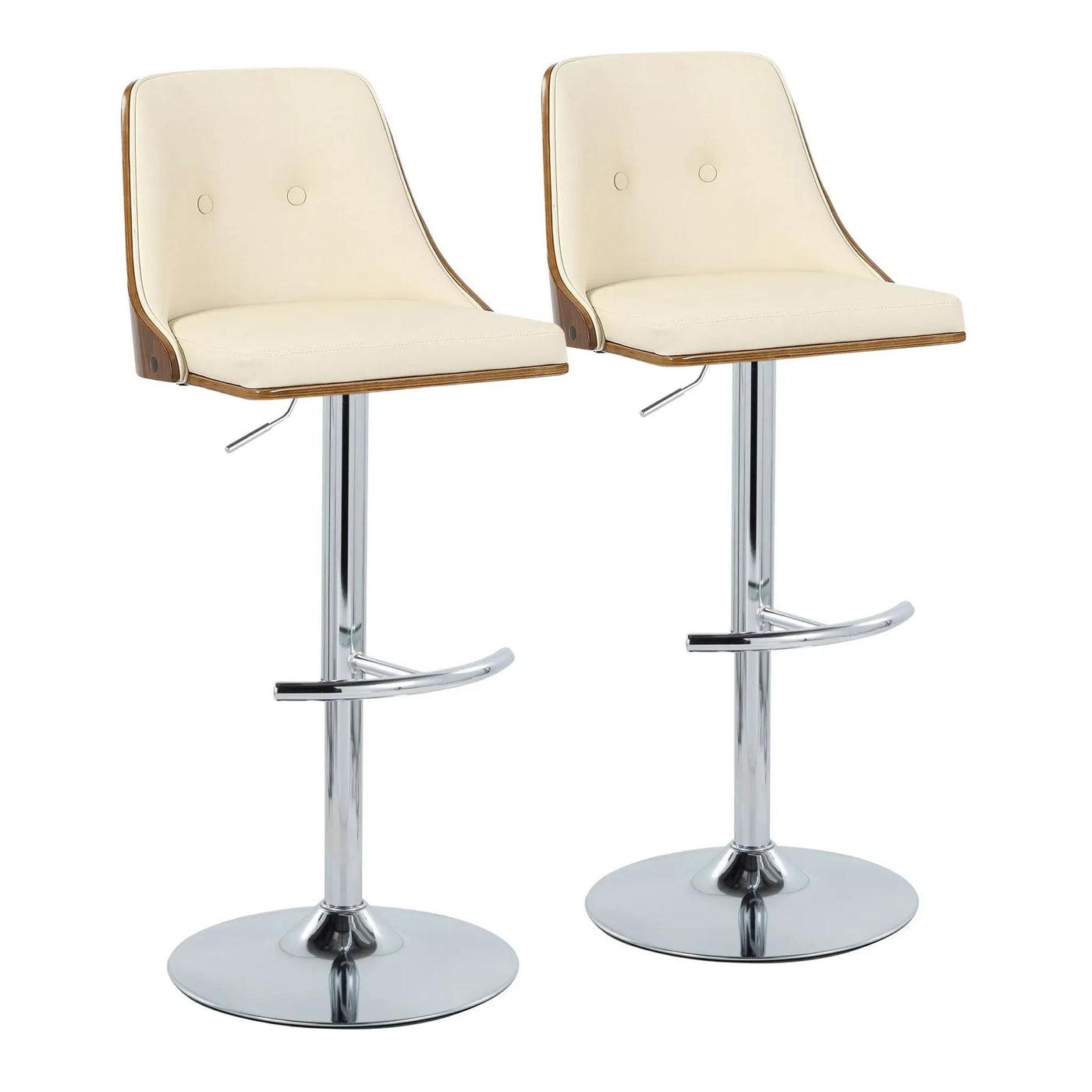 Gianna - Mid Century Modern Adjustable Barstool With Swivel With Rounded T Footrest (Set of 2) by HouseOfZazla