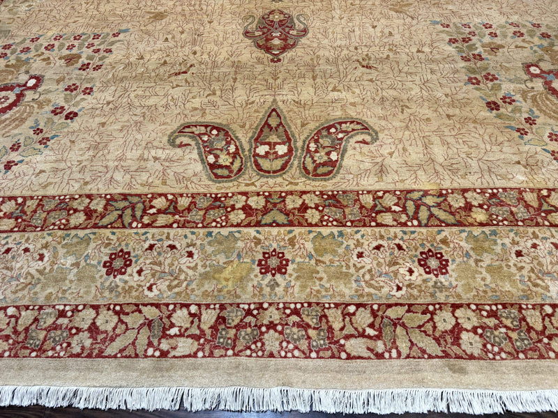 Palace Size Pak Persian Rug 13x17, Haji Jalili Design, Beige and Rust, Wool Hand Knotted, Fine 260 KPSI by Jewel Rugs