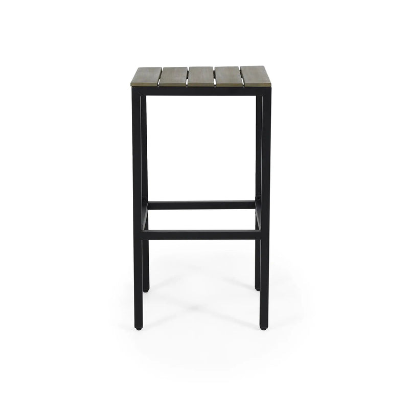 Outdoor Bar Stool With Slat Design And Metal Frame (Set of 2) by HouseOfZazla