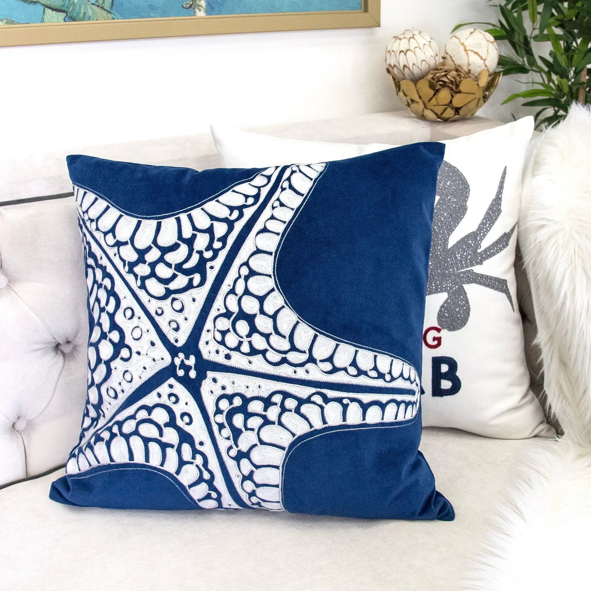 Seastar Starfish Pillow With Hidden Zipper (Set of 2) - Indigo by Unique Piece Furniture