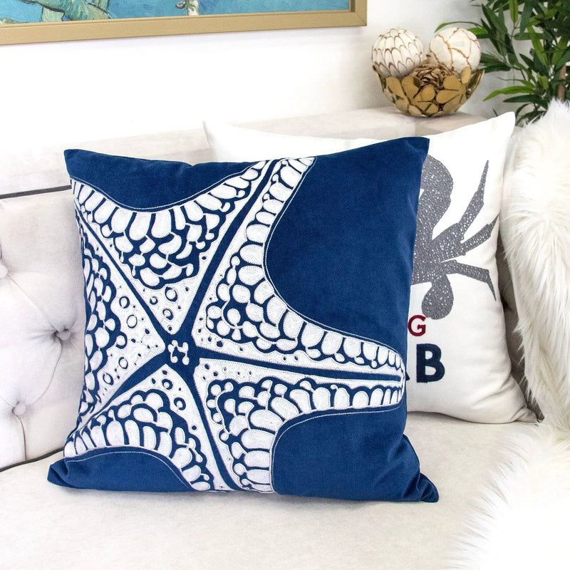 Seastar Starfish Pillow With Hidden Zipper (Set of 2) - Indigo by Unique Piece Furniture
