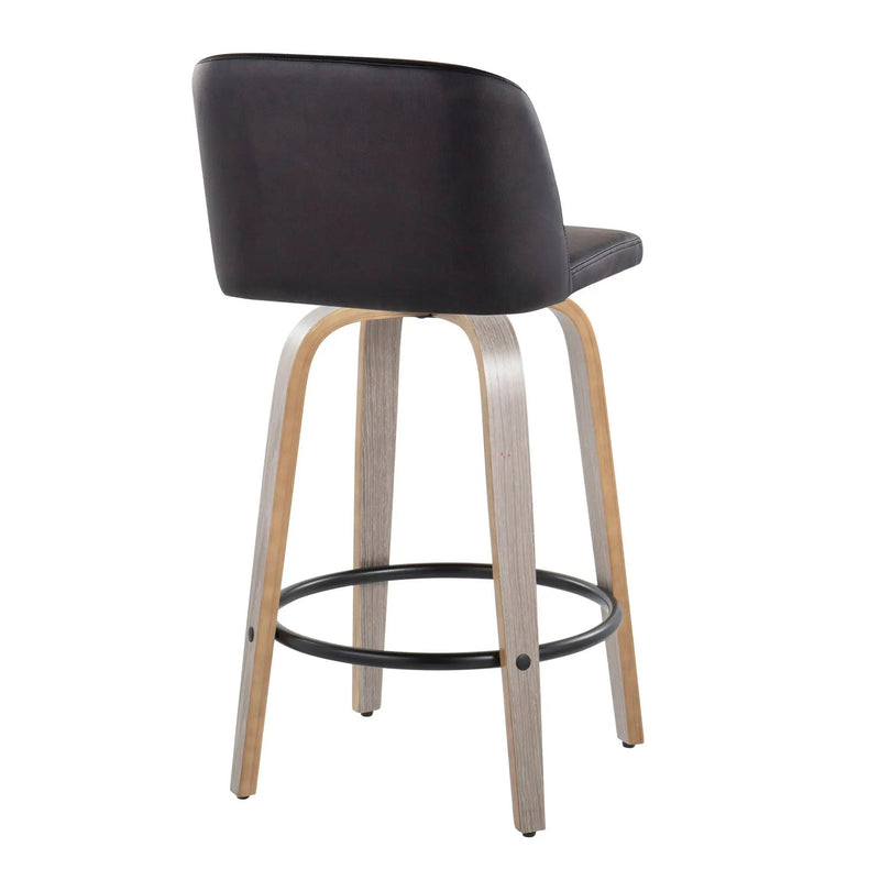 Toriano - Contemporary Fixed Height Counter Stool With Swivel & Round Footrest (Set of 2) by Unique Piece Furniture
