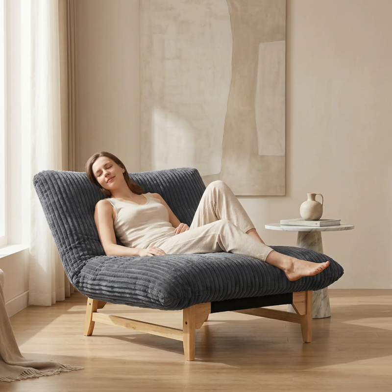 Bean Bag Chair for Adults with Solid Wood Frame by HouseOfZazla