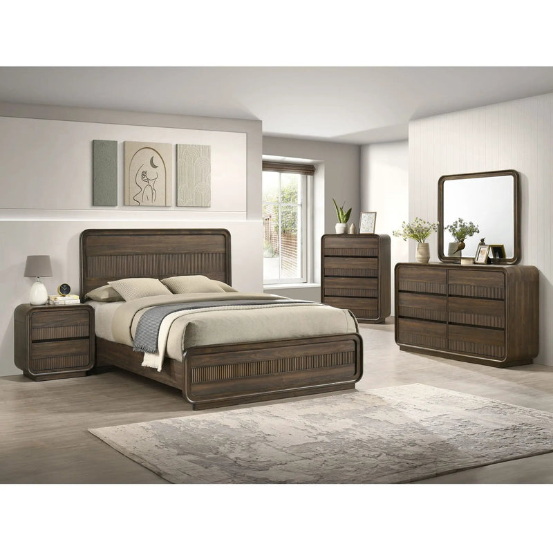 Flair Rounded Edges 1 Piece Dresser, 6 Drawer Storage Bedroom Furniture - Brown by HouseOfZazla