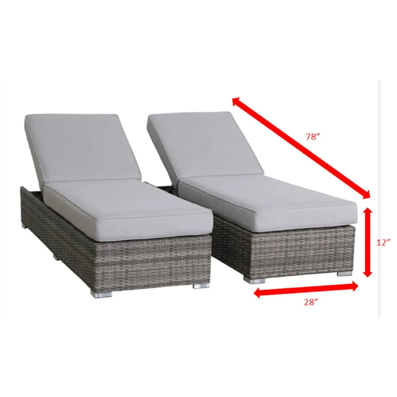 3 Piece Chaise Lounge Set With Adjustable Reclining - Gray Mix by HouseOfZazla